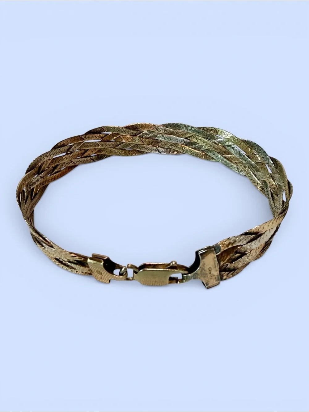 Vintage Tri-Color Braided Bracelet .925 Sterling Silver, Yellow & Rose Gold Wash